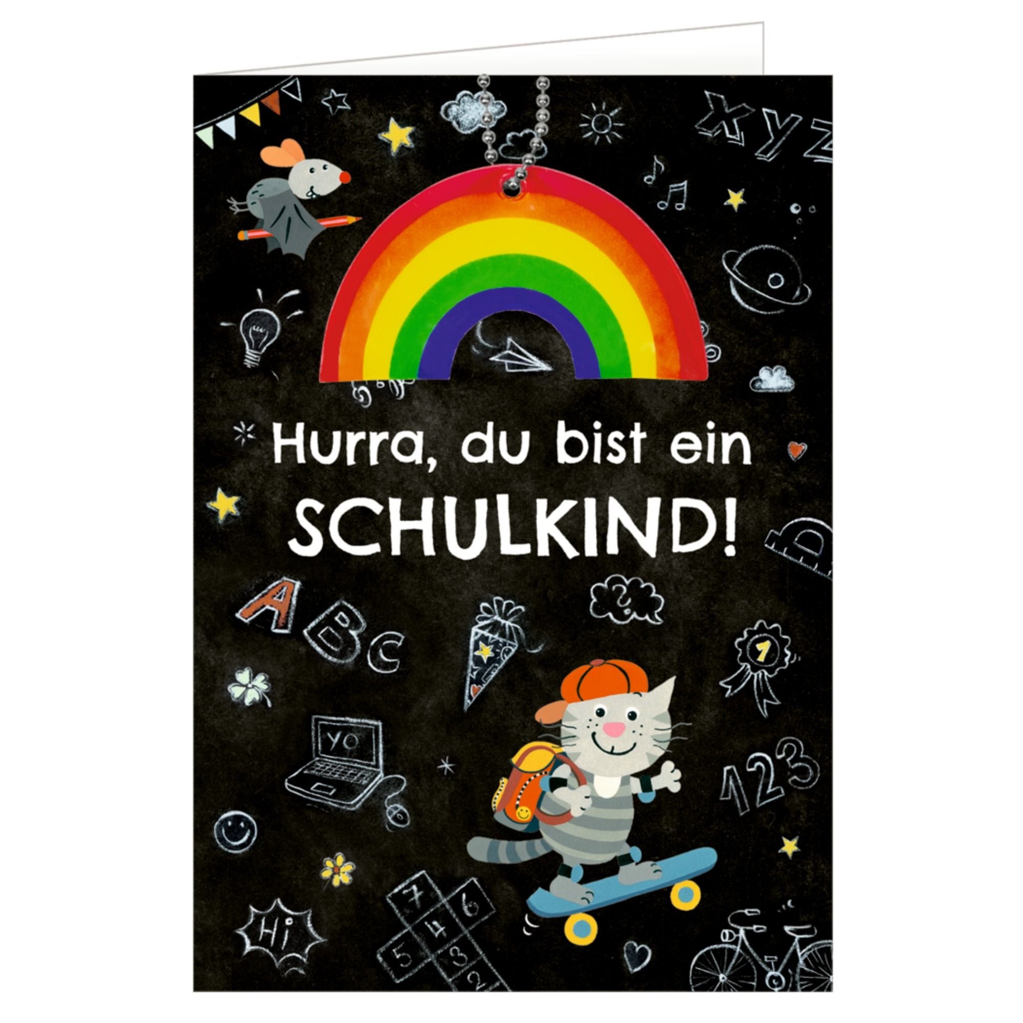 Grußkarte mit Anhänger - Schulanfang
