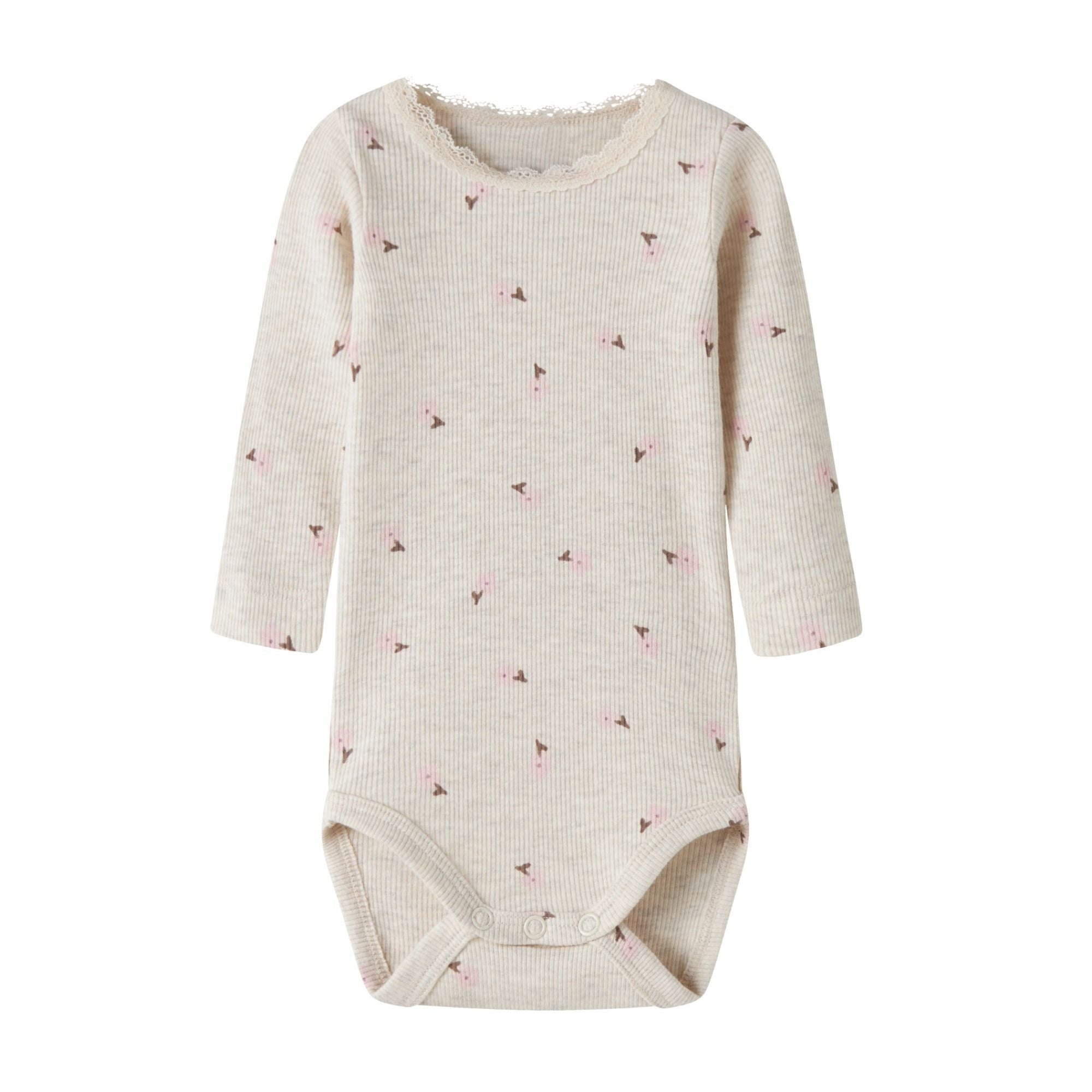 Baby Langarmbody mit Blümchen aus Bio-Baumwolle
