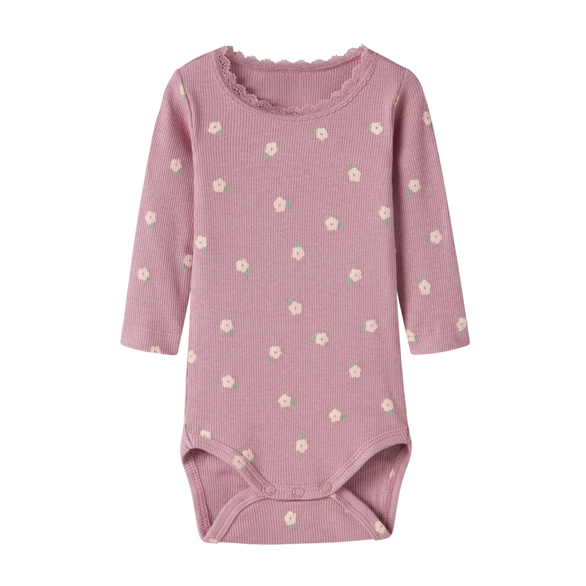 Baby Langarmbody mit Blümchen aus Bio-Baumwolle