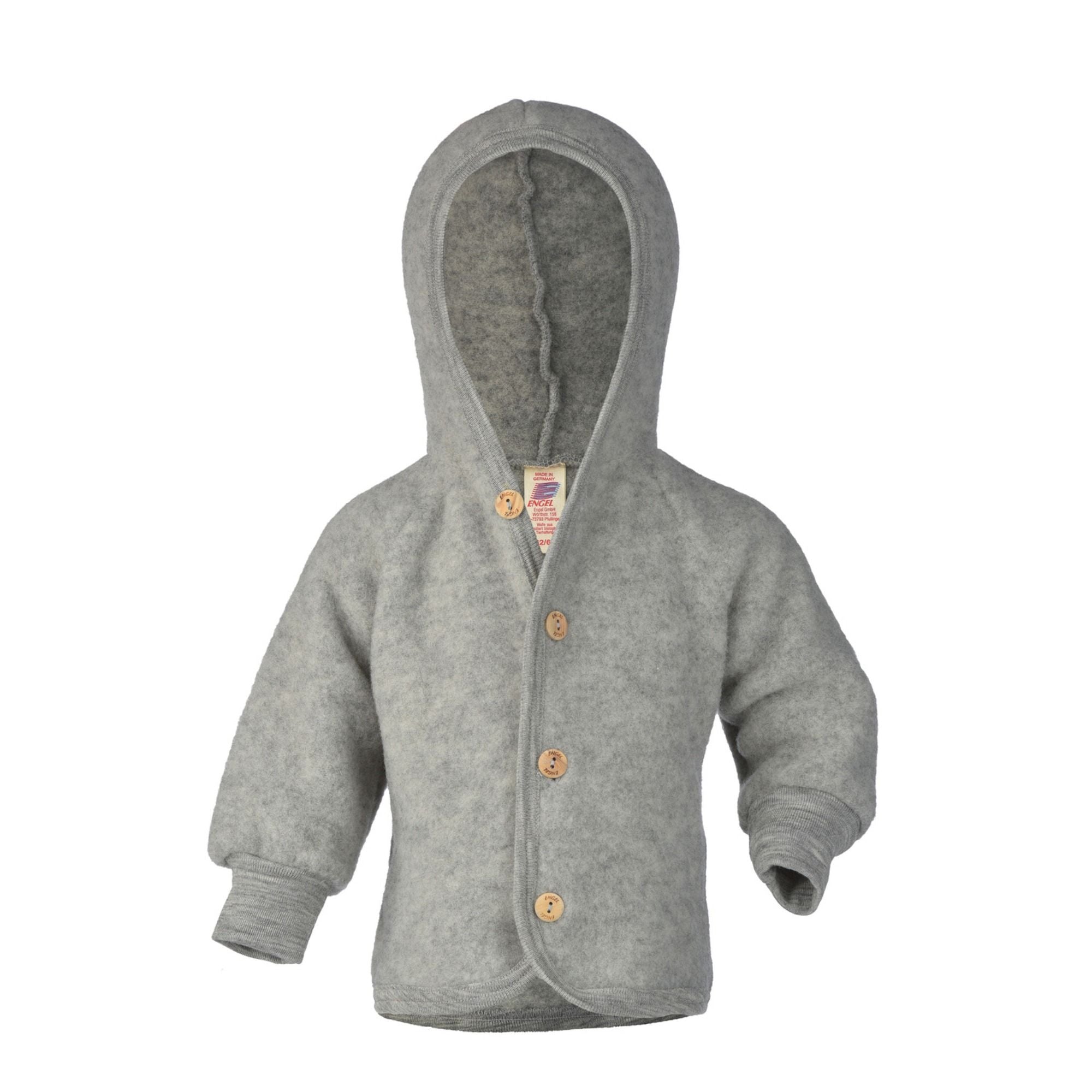 Kapuzenjacke mit Holzknöpfen aus 100% Schurwolle