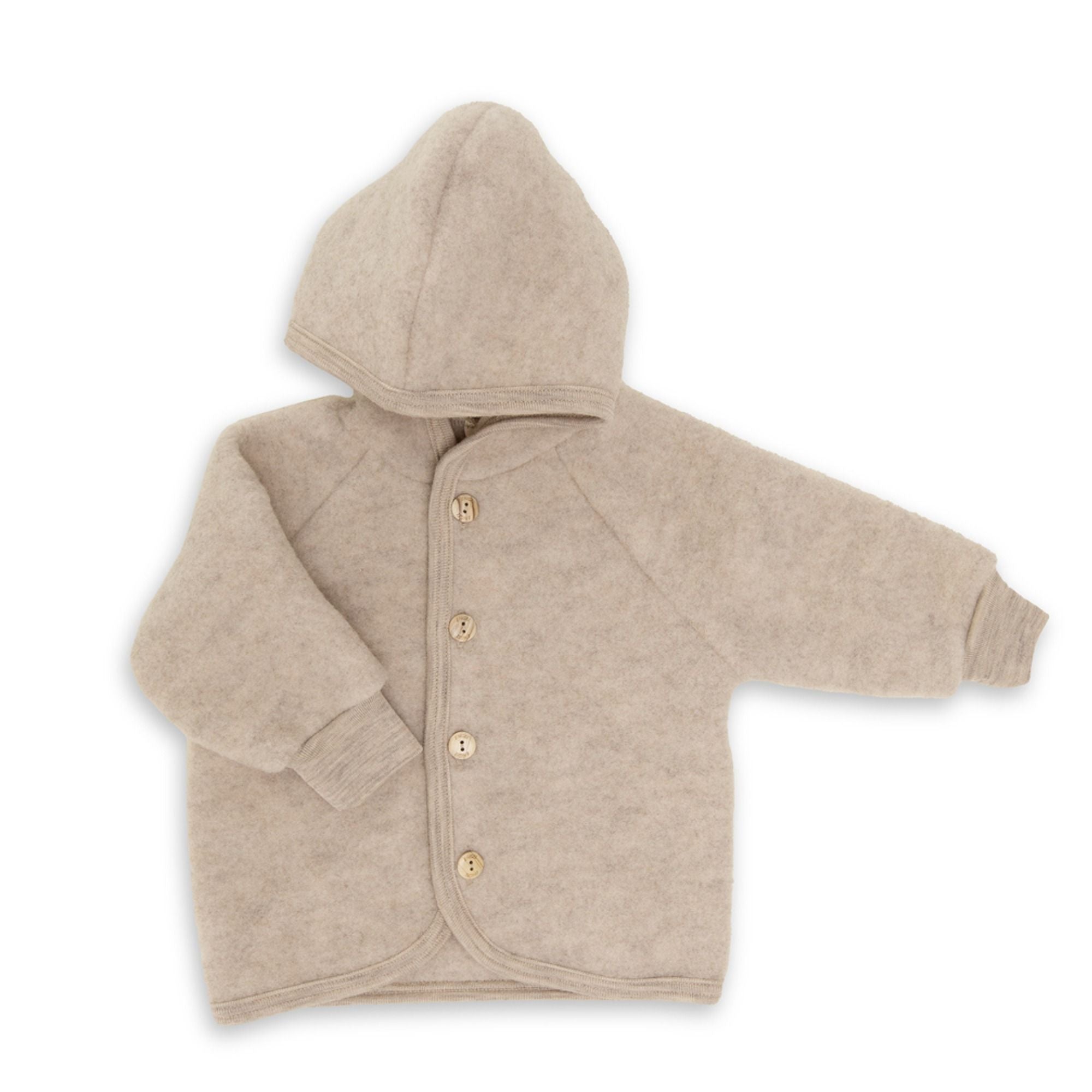 Kapuzenjacke mit Holzknöpfen aus 100% Schurwolle