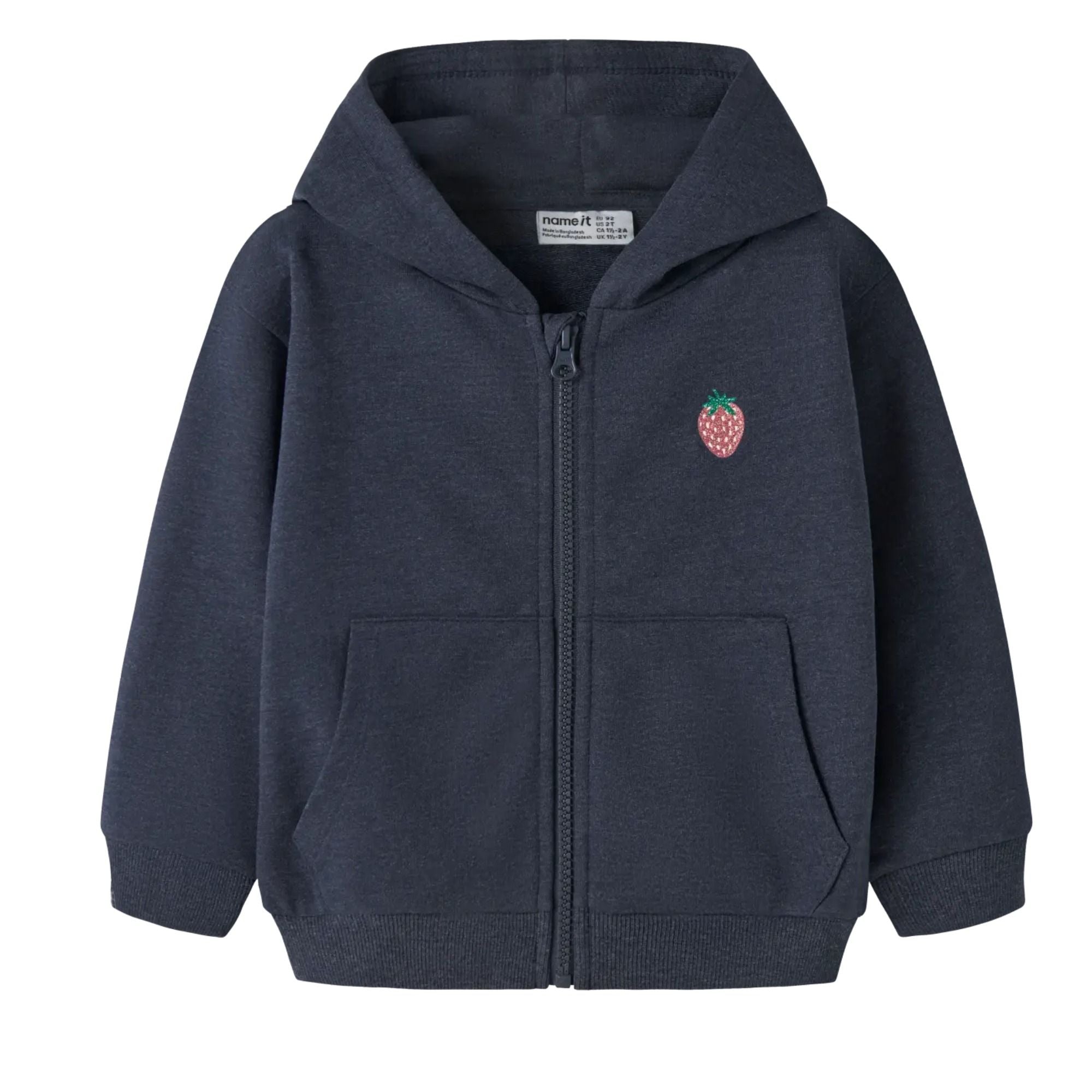 Kinder-Sweatjacke mit Kapuze Erdbeere aus Baumwolle
