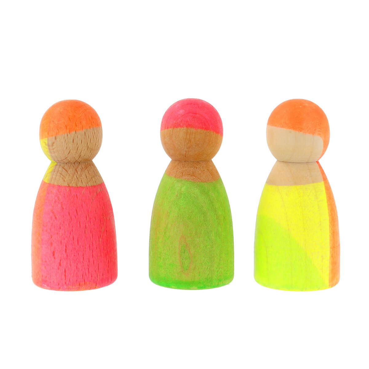Neonfreunde aus Holzfiguren