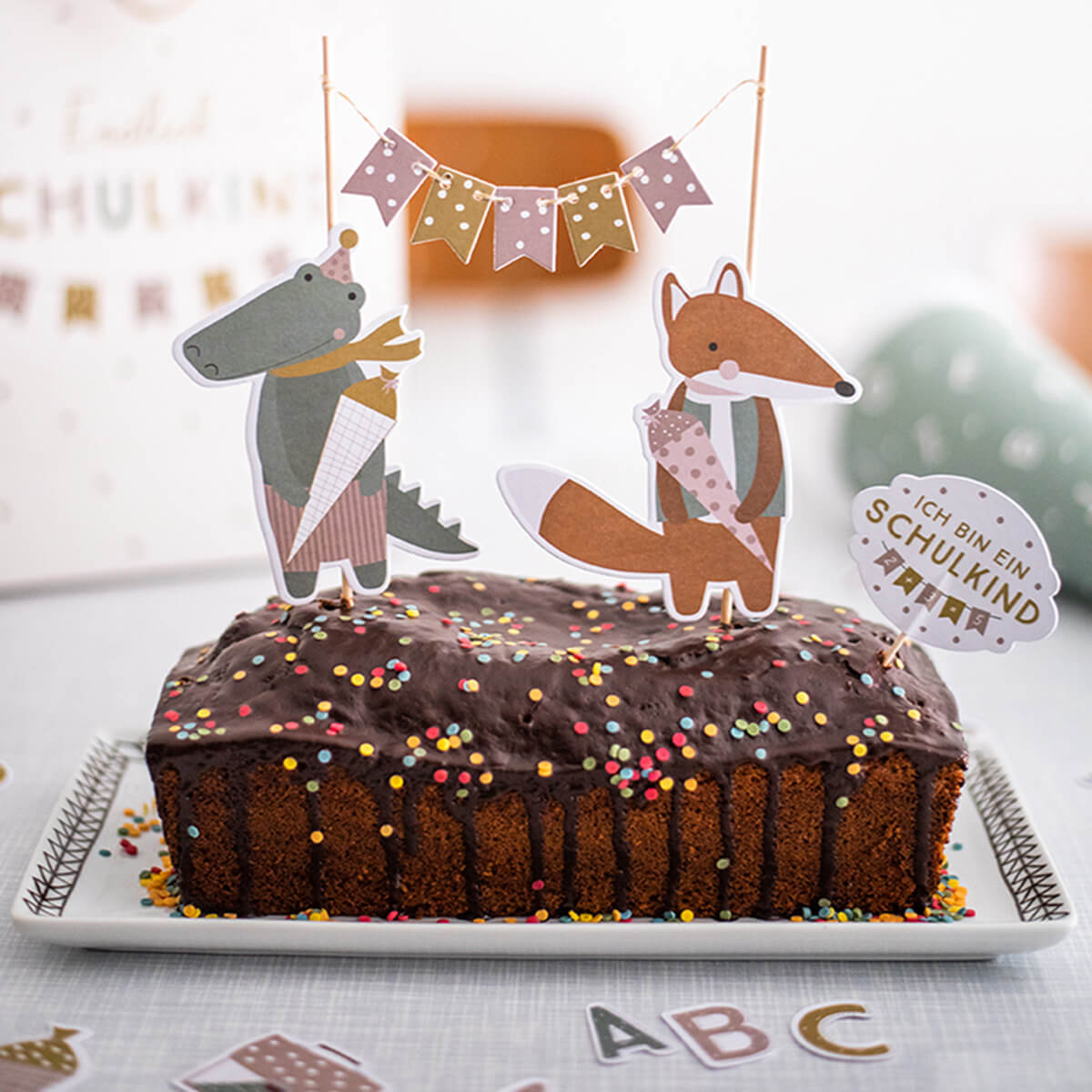 Cake Topper zur Einschulung von Ava & Yves kaufen - Kinderzimmer,, Babykleidung & mehr